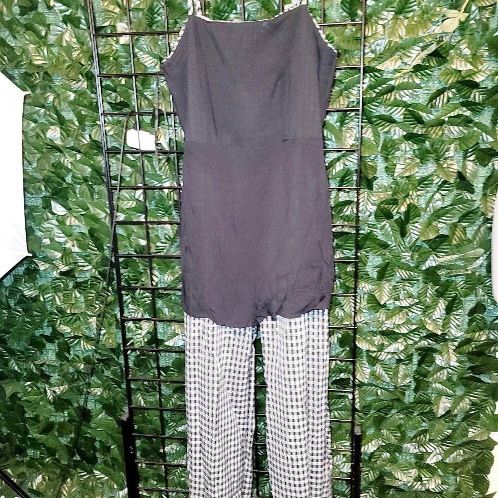 Jumpsuit women strapless various sizes of black and gray wide leg Zip lining - Picture 4 of 9